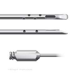 Close-up of surgical instruments on a white background